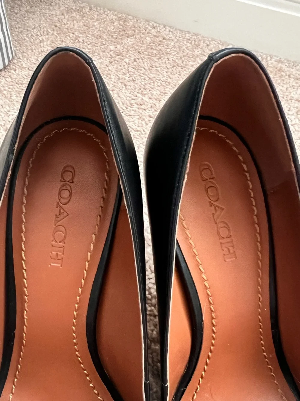 Coach Black Leather Pointed-Toe Pumps